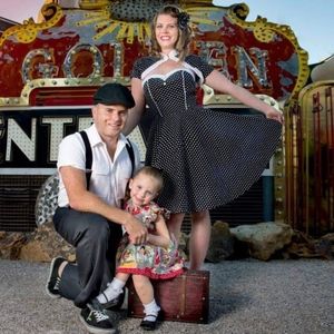 Black & white polka-dot dress